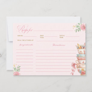 Tarjeta de receta de la fiesta de té de la novia