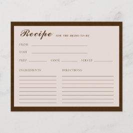 Tarjeta de receta de la novia Linen Espresso Brown