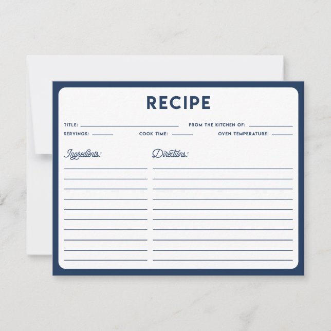 Tarjeta de receta de la tipografía moderna náutica (Anverso)