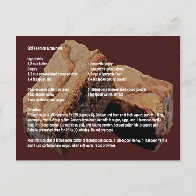 Tarjeta de receta de la vieja moda Brownies (Anverso)