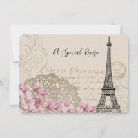 Tarjeta de receta de la Vieja Torre Eiffel con Flo