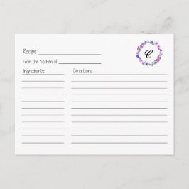 Tarjeta de Receta de Lilac Floral Wreath