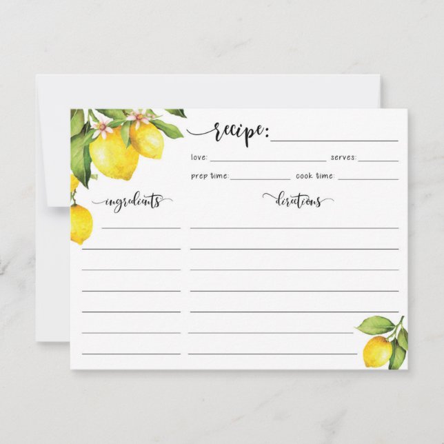 Tarjeta de receta de limón (Anverso)
