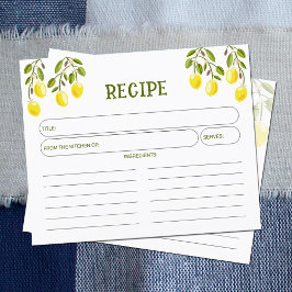 Tarjeta de receta de limón amarillo, cocina acuáti