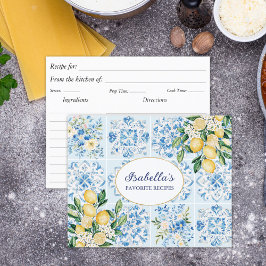 Tarjeta de Receta de Limón con Azulejo Italiano Az