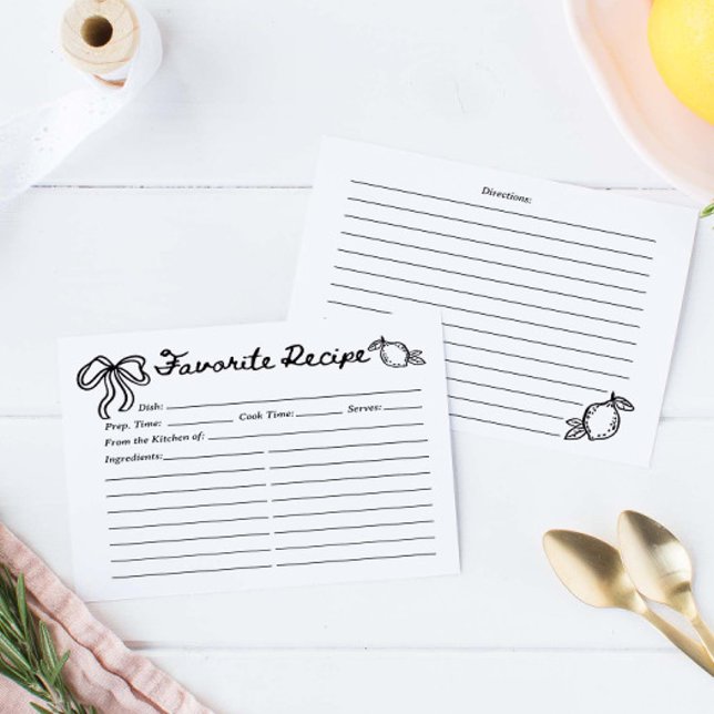 Tarjeta de receta de limón coquette dibujada a man (Subido por el creador)