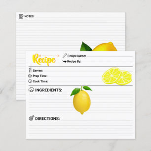 Tarjeta de receta de limón de recambio moderna per