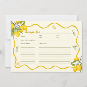 Tarjeta de Receta de Limón para Desayuno de Novia 