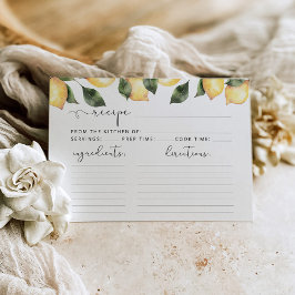 Tarjeta de receta de limones acuarelas para la duc