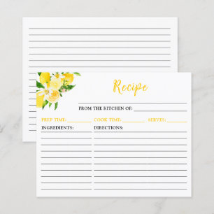 Tarjeta de Receta de Limones y Follaje