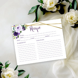 Tarjeta de Receta de Llavero Floral Púrpura para D