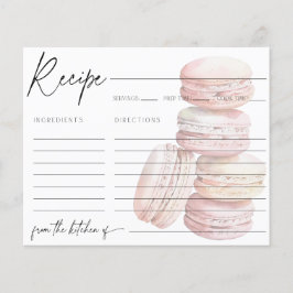 Tarjeta de receta de Macaron color de agua rosa