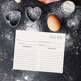 Tarjeta de receta de marfil minimalista
