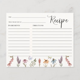 Tarjeta de receta de mariposa Flower Garden Bridal
