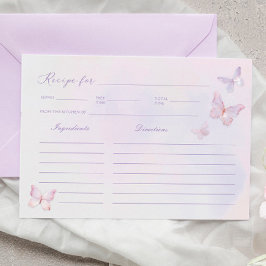 Tarjeta de receta de mariposa para ducha de novia