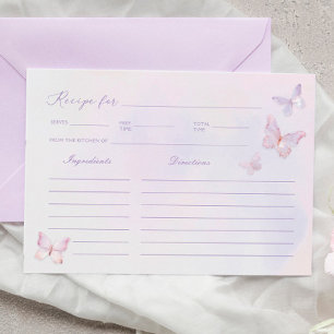 Tarjeta de receta de mariposa para ducha de novia