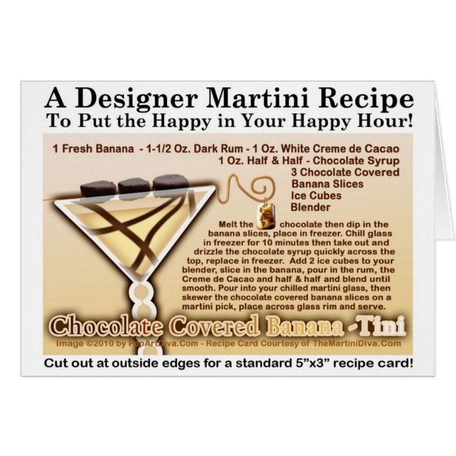 Tarjeta de Receta de Martini de Banana Cubierta de (Anverso (Horizontal))