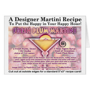 Tarjeta de Receta de Martini de Ciruela Fresca