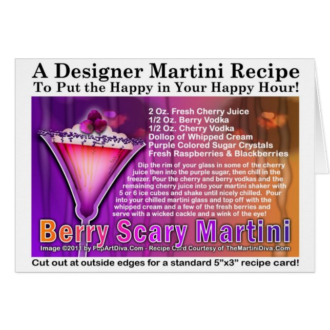 Tarjeta de receta de Martini de Halloween Berry Sc (Anverso (Horizontal))