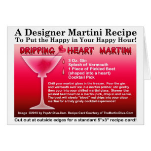 Tarjeta de receta de Martini de Halloween Corazón 