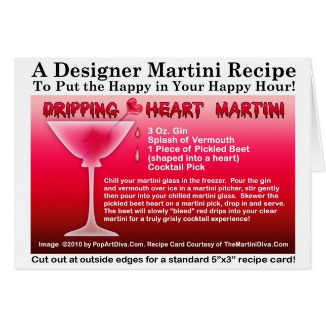 Tarjeta de receta de Martini de Halloween Corazón  (Anverso (Horizontal))