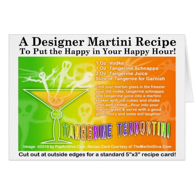Tarjeta de Receta de Martini de Halloween Terror N (Anverso (Horizontal))