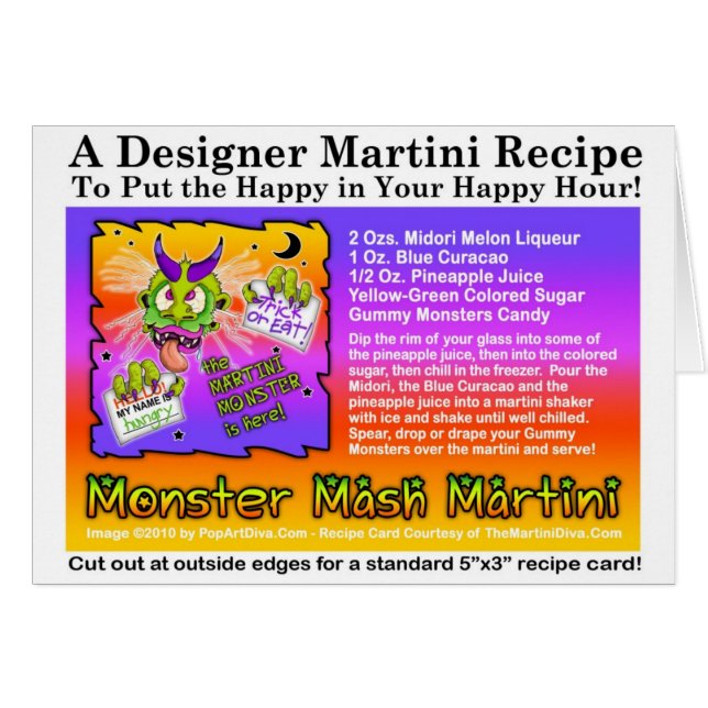 Tarjeta de receta de Martini de Monster Mash de Ha (Anverso (Horizontal))