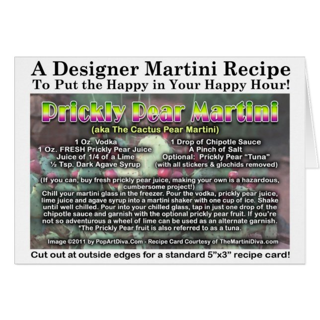 Tarjeta de Receta de Martini de Pera de Cactus de  (Anverso (Horizontal))
