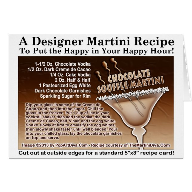 Tarjeta de Receta de Martini de Soufflé de Chocola (Anverso (Horizontal))