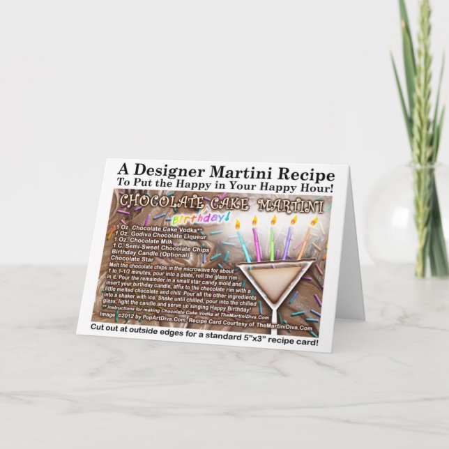 Tarjeta de receta de Martini para pastel de cumple (Anverso)