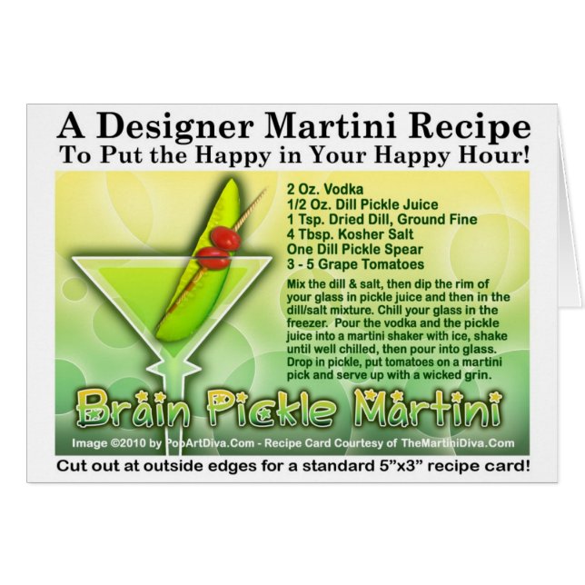 Tarjeta de receta de Martini para Pollos de Cerebr (Anverso (Horizontal))