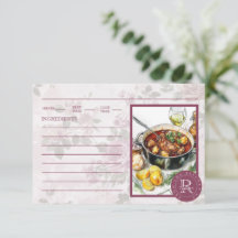 Tarjeta de Receta de Monograma de Foto Personaliza