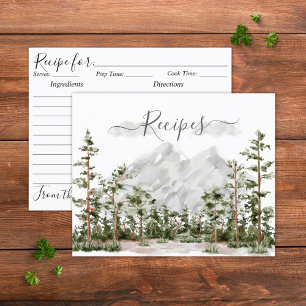 Tarjeta de Receta de Montaña y Bosque al Acuarela