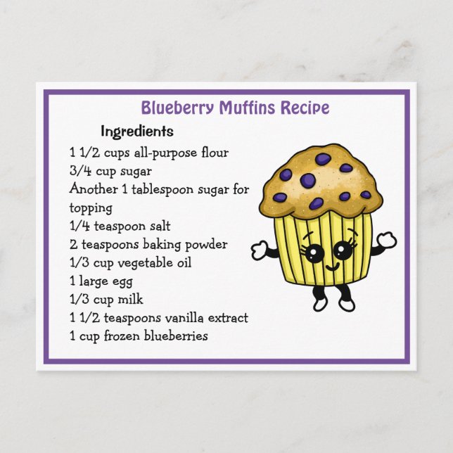 Tarjeta de receta de Muffins de Blueberry (Anverso)