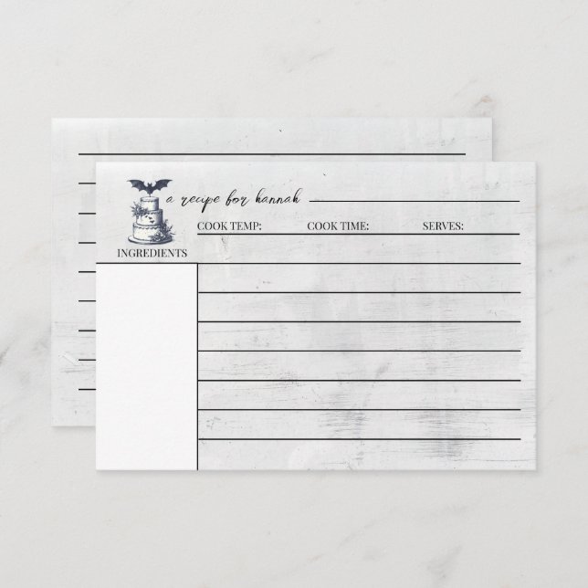 Tarjeta de Receta de Murciélago de Torta (Anverso / Reverso)