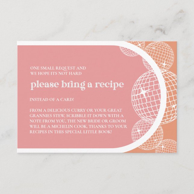 TARJETA DE RECETA DE naranja PINK Retro Disco Noda (Anverso)