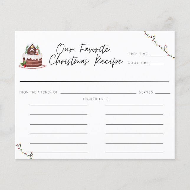 Tarjeta de receta de Navidades caprichosos de colo (Anverso)