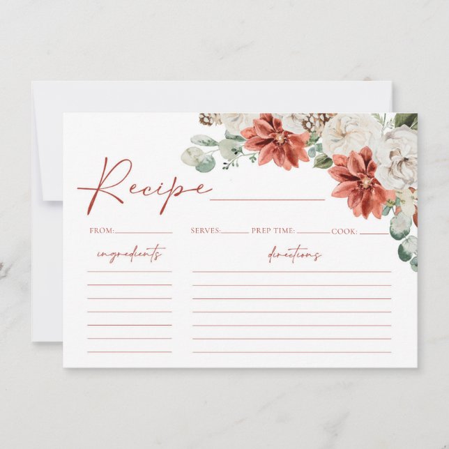 Tarjeta de receta de Navidades rojos de invierno p (Anverso)