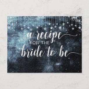 Tarjeta de Receta de Novia Celestial Acuarela Estr