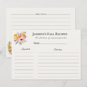 Tarjeta de Receta de Otoño – Cocina Acuarela