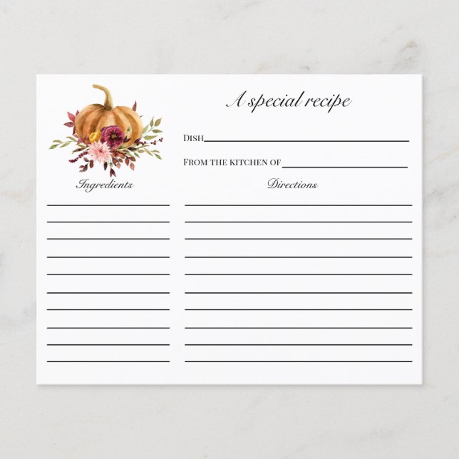 Tarjeta de receta de otoño en el amor (Anverso)