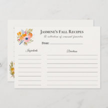 Tarjeta de Receta de Otoño – Papelería de la Cocin