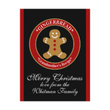 Tarjeta de receta de pan de jengibre