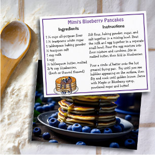 Tarjeta de Receta de Panqueques de Arándanos