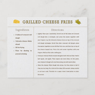 Tarjeta de Receta de Papas Fritas con Queso a la P