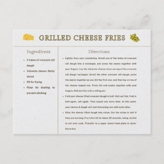 Tarjeta de Receta de Papas Fritas con Queso a la P