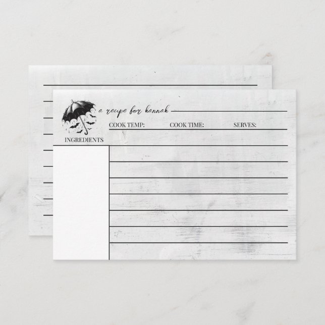 Tarjeta de receta de paraguas de ducha (Anverso / Reverso)