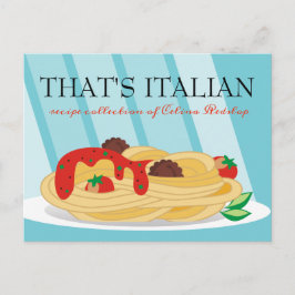 Tarjeta de receta de Pasta Italiano para cocinero
