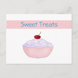 Tarjeta de receta de pastel rosa