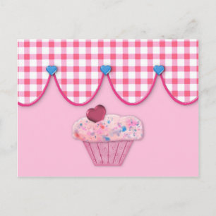 Tarjeta de receta de pastel rosa